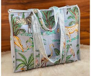 Sacs à main de transport en coton imprimé matelassé Sac matelassé en coton imprimé indien Hand Block - Product Image 1