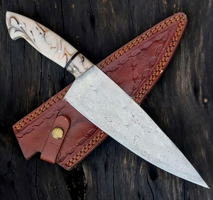 Cuchillo de chef profesional de estilo japonés de alto carbono forjado Premium con mango de resina para rebanar en la cocina - Product Image 2