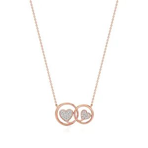 Elira 18K Gold Plated Dual <b>Heart</b> Pendant Zircon <b>Charm</b> Stainless Steel Jewelry - Product Image 4
