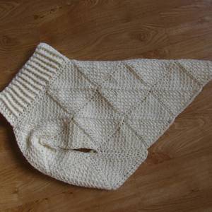 Luxurious Traditional & Modern Dog <b>Sweater</b> in for Cream Color for Winter Fall Spring and <b>Christmas</b> Solid Pattern Pet Clothes - Product Image 3