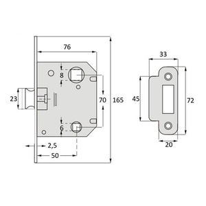 Serratura per Porta in Acciaio Inox Centrata 70mm. - Product Image 2