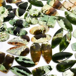 Haute qualité 100% naturel vert Chrome calcédoine paire Cabochon pierres précieuses pierres en vrac pour la fabrication de bijoux de boucle d'oreille à la main - Product Image 6