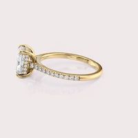 Bague de fiançailles en diamant de laboratoire taille radiant certifié IGI, avec halo caché et pavé, en or blanc/rose/jaune 18 carats plaqué rhodium