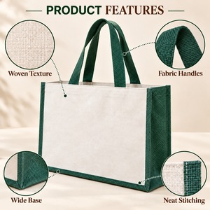 Bolsa de Yute Laminado Verde 16x13x6 cm, con Logotipo Personalizado, Reutilizable, para Regalos, con Base Reforzada, PriGlob Exim - Product Image 3