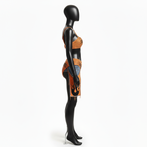 Conjunto de Bikini para Mujer, 180 GSM, Poliéster y Spandex Elástico, Malla Naranja con Pedrería, Transferencia Térmica, Logotipo Personalizado - Product Image 3