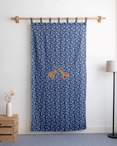 ผ้าม่านหน้าต่างลายดอกไม้สีฟ้าสำหรับห้องนั่งเล่น ชุดผ้าม่านผ้าฝ้ายหรูหรา - Product Image 4