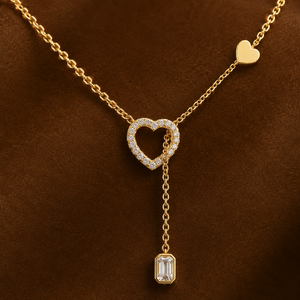 Collar con Colgante de Diamante Cultivado en Laboratorio con Corte Redondo en Forma de Corazón Abierto, Oro Sólido de 14K/18K, Corte Esmeralda, DEF VVS, Joyería Fina, Regalos para Mujer - Product Image 1