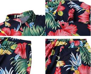 ชุดวอร์มผู้ชาย เสื้อโปโลแขนสั้น ซิป 1/4 กางเกงขาสั้น ชุดกีฬา ชุดลำลองสไตล์ฮาวาย ชุดฤดูร้อน ชุดขาสั้นใส่สบาย - Product Image 5