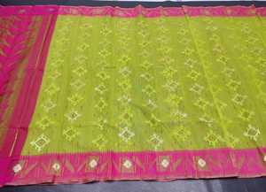 Exclusivo de calidad de exportación Deshi Dhakai Jamdani Sharee para mujer JAMDANI FABRIC Blue RED GREEN Golden Sky Blue de Bangladesh - Product Image 4