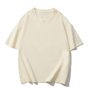 T-shirt en coton pur de 230 g, à col ample, surdimensionné, uni, avec logo personnalisé brodé, imprimé, pour homme - Product Image 4