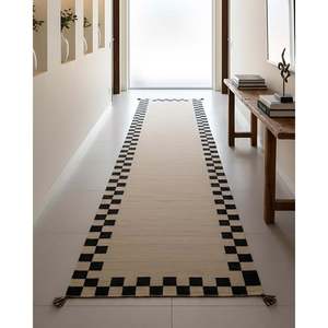 Alfombra de Lana Tejida a Mano, Alfombra Beige Geométrica Escandinava Moderna para el Hogar - Product Image 2