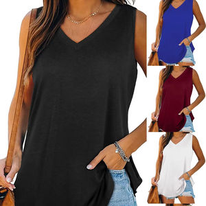 Camiseta de verano personalizada para correr y gimnasio, novedad de 2025, camiseta sin mangas de algodón para mujer, camiseta sin mangas transpirable Palin informal Premium - Product Image 1