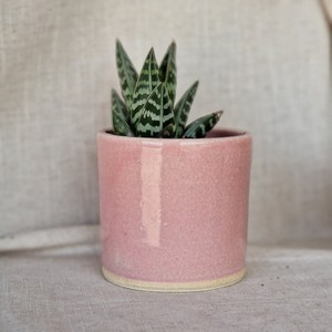 Pot de fleurs en céramique rose brillant, durable, pour plantes succulentes d'intérieur, élément de décoration moderne et élégant pour la maison - Product Image 1