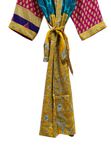 Sari Tissu Kimono Léger Robe Multi Couleur Robe Wrap Robe Femme D'été Sari Soie Kimono Taille Libre Robe - Product Image 3