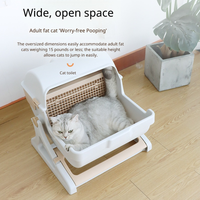 Bac à litière pour chat semi-automatique à nettoyage automatique, grande toilette pour chat à tamisage, sans pelle, bac à litière pour animaux de compagnie, dessus ouvert pour les gros chats, facile à nettoyer