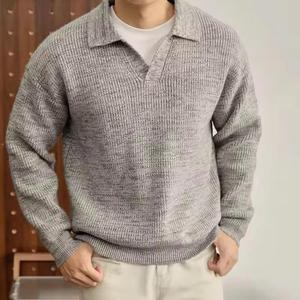 Vente en gros de l'usine de coton à manches longues pour hommes pour polo avec tricot pour col polo Logo personnalisé ODM pull pour le printemps - Product Image 2