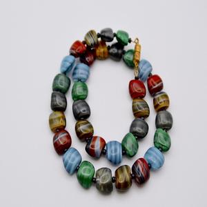 Vénitien Vintage exquis Rare Unique fabriqué à la main multicolore rayé verre perle collier cristal Lampwork perles de verre - Product Image 1