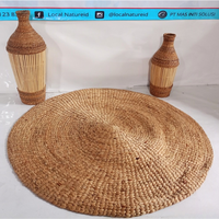 Tapis rond en jacinthe d'eau naturelle tissé à la main Alternative écologique en jute pour ferme côtière bohème