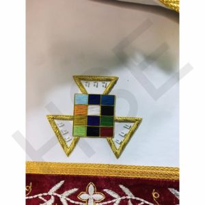 Tablier de Grand Prêtre de l'Arche Royale maçonnique fait main en velours rouge et cuir d'agneau - Product Image 3