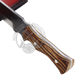 Couteau Bowie forgé à la main personnalisé avec manche en bois de frêne brûlé en acier à haute teneur en carbone pour couteau de chasse en plein air pour les amateurs de bricolage - Product Image 4