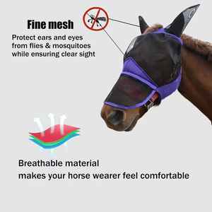Lightweight Comfortable Horse <b>Fly</b> <b>Mask</b> with Ears Protects the Horse From Insects Dust Irritants - Product Image 3