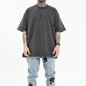 T-shirt à col rond personnalisé en gros T-shirt à manches mi-longues et épaules tombantes de luxe pour hommes100 % coton T-shirt surdimensionné pour hommes - Product Image 2