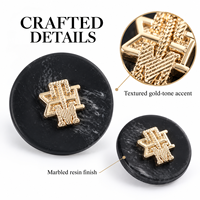 Kancing Resin Logam Dua Warna, Kancing Jahit Dekoratif dari Paduan Logam untuk Blazer, Jas, Mantel, Jaket, Aksesoris Pakaian
