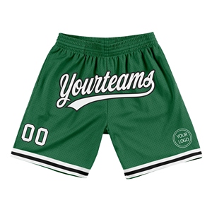 Shorts de basketball personnalisés vert-blanc-noir authentiques style rétro - Industrie Direct - Product Image 1