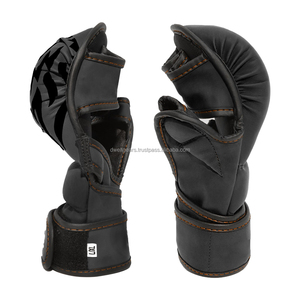 Dwelt Gear Custom Half Finger Boxing MMA Gloves Breathable PU Leather Hook Loop Closure Cage Fight Training Bulk Wholesale - Product Image 5