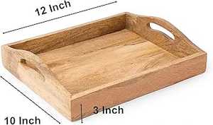 Bandeja DE SERVICIO DE MADERA Rectangular hecha a mano y hecha a mano, mango de plato anidado de diseño moderno para uso en cocina para Bodas de Ramadán - Product Image 3