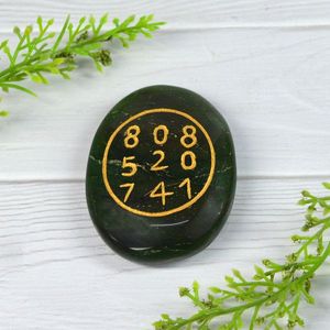 Cabujón de Aventurina Verde con Símbolo Zibu, Piedra de Cristal con Palabra de Atracción de Dinero, Paquete de 1 - Product Image 1