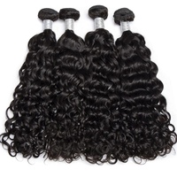 Expédition immédiate : Mèches de cheveux vierges chinois à pointe plate en kératine, ondulées, avec closure, double trame, longueur 10-24 pouces, noires