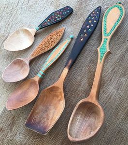 CÓMO TALLA DE CUCHARA DE MADERA Logotipo personalizado Utensilio de cocina de madera natural Cuchara sólida de madera de acacia para cocinar - Product Image 2