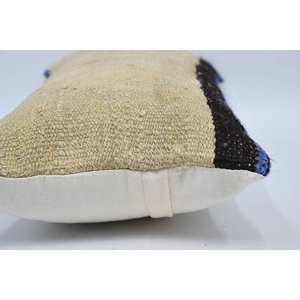 12x24 Inch Beige Wool Kantha Patchwork <b>Pillow</b> Luxury Vintage Embroidered Square Silk Plaid Print for Home Seat or Floor Use - Product Image 5