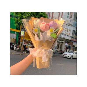 Cadeau de fleur de tissage de laine pour la fête des mères bureau bureau décor Simulation cadeau pour ami petite amie fleur à la main - Product Image 3