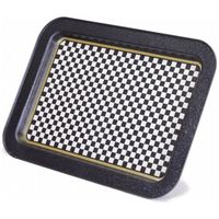 Plateau de service rectangulaire en bois et métal à motif damier Kontensan EF16918 310x430 mm, fabriqué en Turquie pour le service des aliments