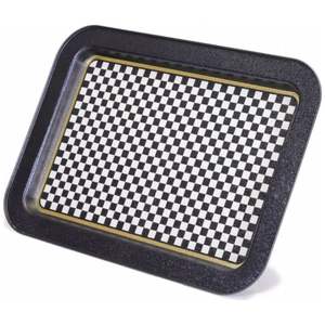 Plateau de service en bois en damier 310x430mm Plateau rectangulaire en métal et bois pour le service des aliments - Product Image 2