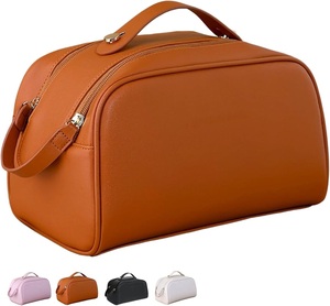 <b>Women's</b> Fashion Double Layer Leather Makeup <b>Bag</b> Sturdy and Durable with Zipper Closure Best Price Cosmetic for <b>Toiletry</b> <b>Bag</b> - Product Image 6