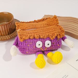 Caja de pañuelos de ganchillo con monstruo de ojos grandes, decoración de almacenamiento de felpa linda y divertida para bodas/cumpleaños y el hogar - Product Image 6
