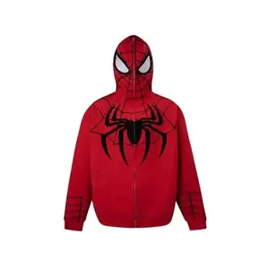 Breathable Spider 3D Printed Full Zipper Lose Pockets Hoodie For Men From Pakistan 2023