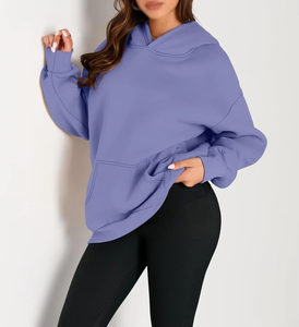 Venta al por mayor de gran tamaño de lana con capucha frontal de logotipo personalizado de las mujeres de gota hombro grueso de punto de alta calidad de invierno Streetwear sudaderas con capucha - Product Image 4