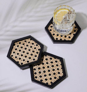 Vente en gros Forme arrondie Rotin Thé Coaters Thé Café Sous-verres décoratifs pour la maison Tapis et tampons - Product Image 2
