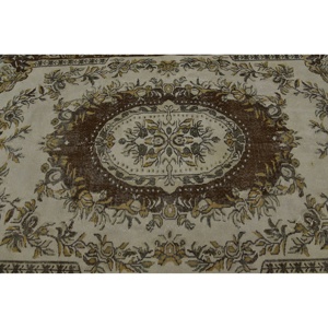Alfombra turca Vintage Beige marrón clásica 5,9X9,6 pies patrón de retales de tejido plano para decoraciones de sala de estar - Product Image 5