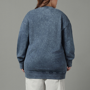 Vente en gros de sweat-shirt surdimensionné à col ras du cou avec cordon de haute qualité délavé à l'acide pour femmes - Product Image 3