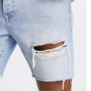 Pantalones cortos vaqueros de alta calidad personalizados para hombre 2025, diseño informal de patrón sólido con logotipo personalizado, servicio OEM aceptado - Product Image 5