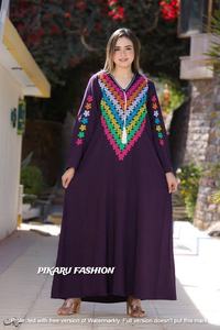 ชุดคลุมยาวพิมพ์ลายดอกไม้ทำด้วยมือสไตล์อินเดียขนาดพิเศษชุดเดรสอาบายาธรรมชาติยาวถึงพื้นสำหรับฤดูหนาว - Product Image 2