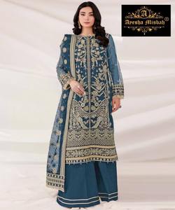 Clásico multicolor algodón Salwar Kameez estilo árabe fiesta hasta el suelo bordado Maxi vestido señoras moda Boutique Eid Wear - Product Image 3