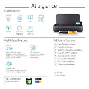 适用于<span class=keywords><strong>HP</strong></span> <span class=keywords><strong>OfficeJet</strong></span> 250/200多功能一体便携式打印机，带无线和移动打印功能，适用于Alexa (CZ992A) 黑色便携式打印机 - Product Image 4