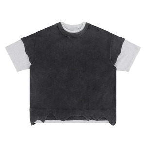 Camiseta Blanca de Manga Corta para Hombre, Personalizada al por Mayor, de Gran Tamaño, de Algodón/Fibra de Bambú, Transpirable, de Alta Calidad, Estilo Vintage Urbano - Product Image 1