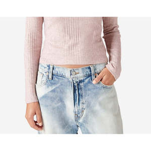 Maglia Casual da Donna Lucky Brand in Maglia a Costine con Stampa e Bottoni Decorativi, Modello Cloud Henley, Disponibile in Rosa XX-Large per Autunno ed Estate - Product Image 3